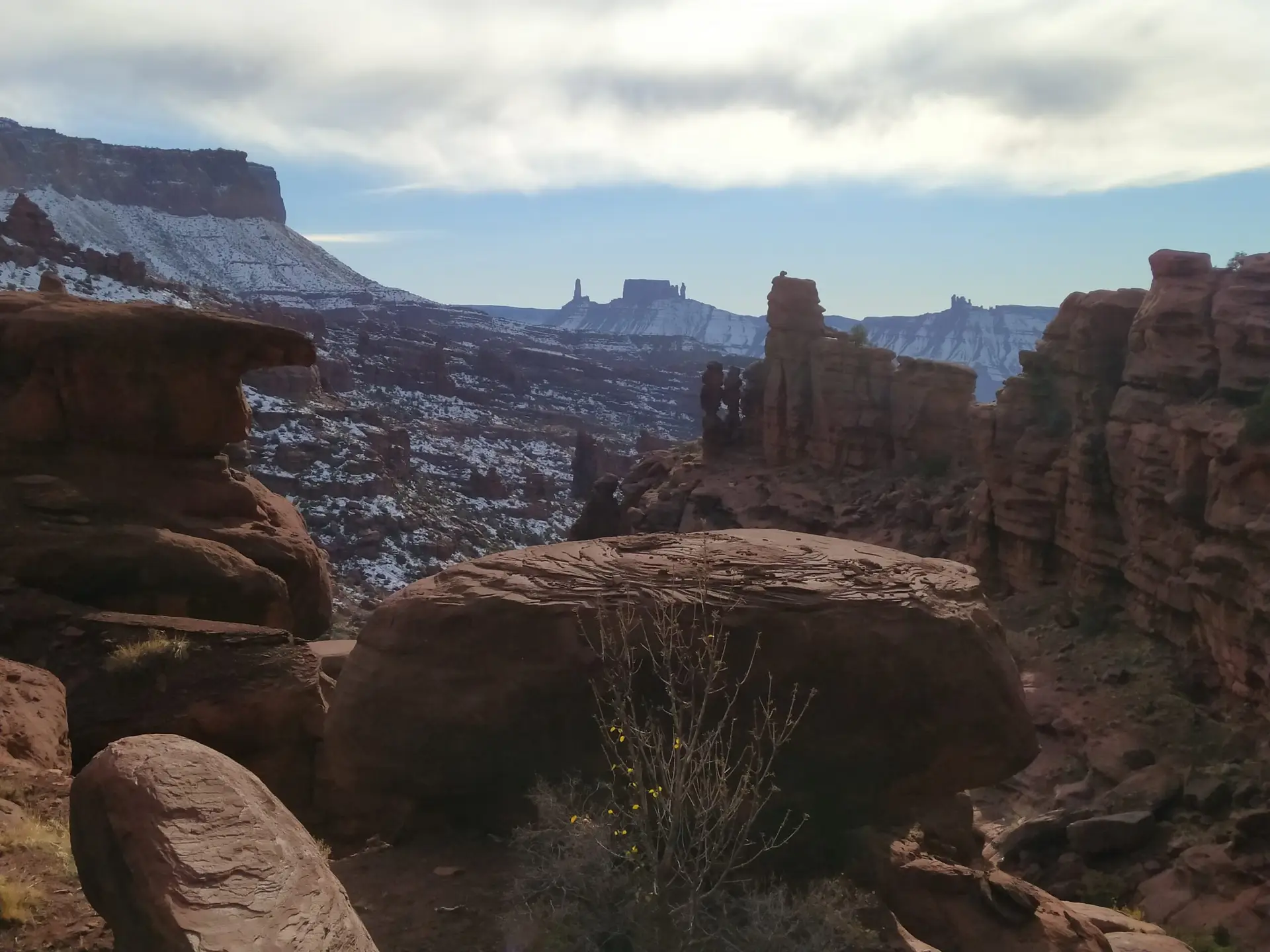 Utah desert landscape dusted with snow.